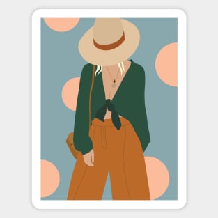 Summer girl with hat Magnet